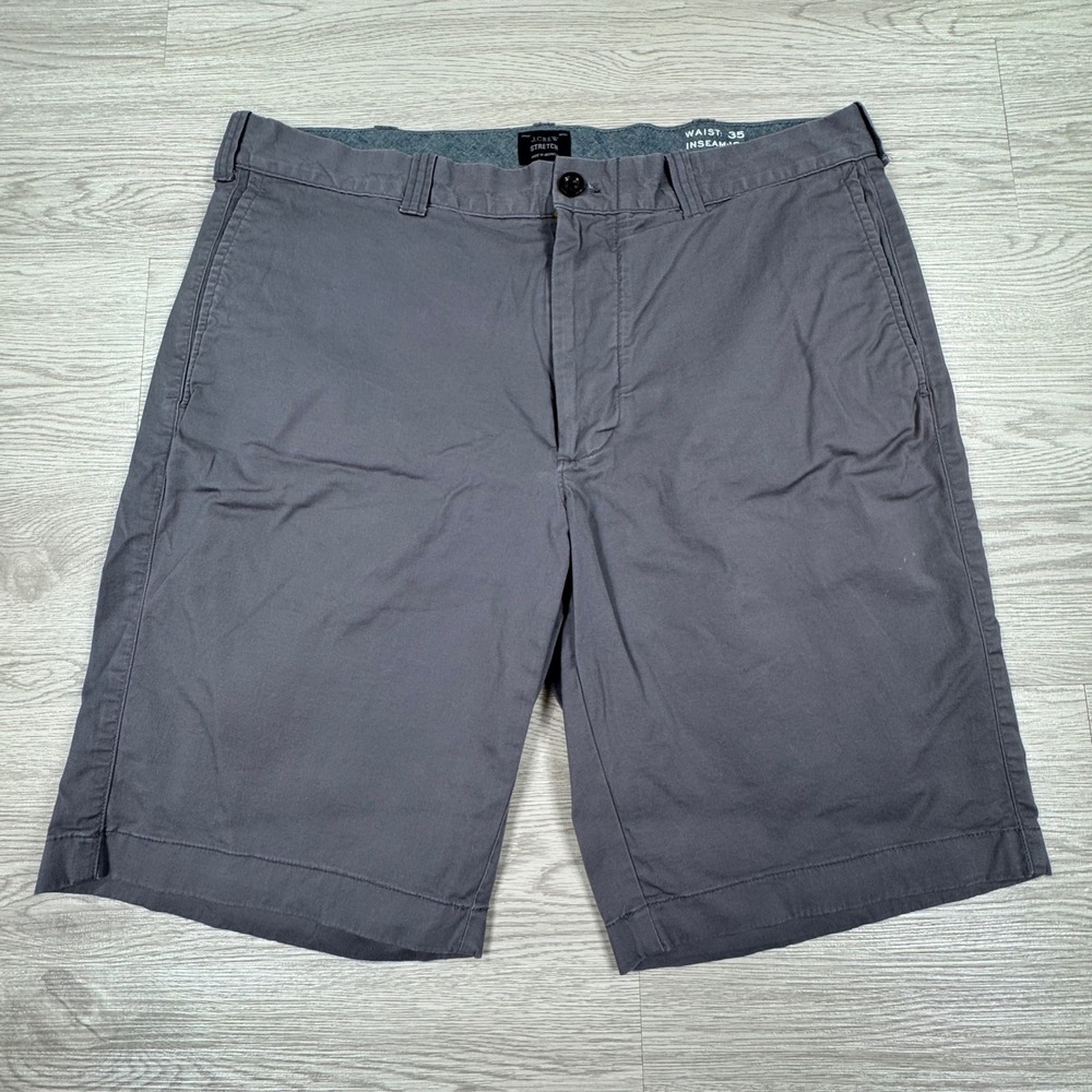 J.Crew Men's Chino Shorts‎ Stretch Charcoal Gray Size 35 Flat Front Minimalist